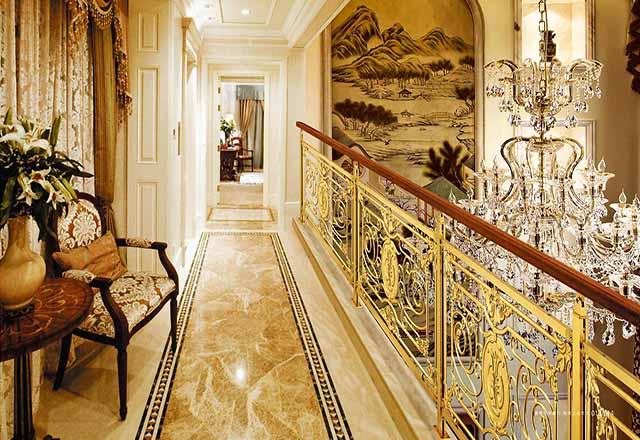 Polished Gold Stainless Steel Stair Railing Modern Metal Stair Banister Rails Handrails For Interior Stairs